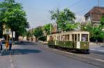 Historischer Straßenbahnzug in Nürnberg-Ost in der Nähe des DB-Ausstellungsgeländes.