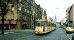 Straßenbahn Nürnberg__Linie 3 mit GT6 und B4 Nr.1525 [MAN 1958; 1990 nach Krakau > Nr. 520; +1999] in der Schwabacher Str. in St. Leonhard.__07-01-1984
