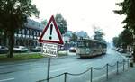 Straßenbahn Nürnberg__Die Kärwa kommt! 4x-Zug der Linie 6 mit Bw 1541 [B4; MAN,1958/59] vom Westfriedhof kommend in Johannis.