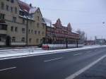 Triebwagen 1013 am 25.01.2010 auf der Linie 5 Richtung Hauptbahnhof in der Ostendstrae. 