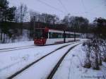 Triebwagen 1010 am 29.01.2010 auf der Linie 7 Richtung Bayernstrae in der Wendeschleife Bayernstrae.