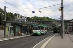 Plauen - PSB Linie 6 - Tw 243 (ČKD Praha Smichov, Bauj. 1988, kam 1989 aus Zwickau) an der Hst. Tunnel am 16.07.2008, im Hintergrund Tw 237.