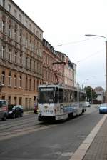 Plauen - PSB/Linie 4 - 241 durchfhrt am 07.10.2010 die Ausweichstelle in der Haydnstr., das Dreieck Haydnstr.