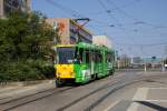 Plauen - PSB/Linie 5 - 224 (ČKD, Bauj. 1987) unmittelbar vor der Hst. Am Albertplatz, die nach rechts abzweigenden Gleise führen nach Preißelpöhl. (19.04.2011)