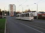 Ganz unverhofft kam am 18.10.14 Abend die alte Gotha Straßenbahn mit Beiwagen in Plauen/V. am oberen Bahnhof.