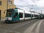 Potsdam: Straenbahnlinie 96 nach Bornstedter Feld Viereckremise an der Haltestelle Lange Brcke.