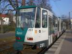 Potsdam: Straenbahnlinie 91 nach Bahnhof Pirschheide an der Haltestelle Potsdam-Sd Waldstrae/Horstweg.