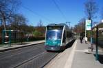 POTSDAM, 17.04.2010, Tramlinie 96 nach Bornstedter Feld/Viereckremise in der Straßenbahnhaltestelle Puschkinallee