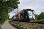 Siemens Combino 401  Potsdam  aufgenommen am 18.08.2013. Nchster Halt Bisamkiez.