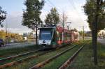 Siemens Combino  406 Erfurt  auf der Linie 96 Richtung Volkspark. Aufgenommen am 30.10.2013.