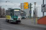 Tatra Tram 152/252 auf der Linie 98 zum Bahnhof Pirscheide. Aufgenommen am 15.12.2014, Potsdam Hauptbahnhof. 