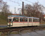 Gotha Wagen 1 als Sonderfahrt von Rostock-Marienehe nach Rostock/Südblick am 14.12.2025 in Höhe Rostock-Stadthalle. 