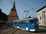 Tatra-Zug T6m 806 am Steintor mit gleichnamiger Haltestelle  Rostock, 30.04.09