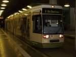 Ein paar Etagen tiefer unterhalb vom Rostocker Hbf im Tunnelbahnhof  Rostock Hbf  fotografierte ich am 31.Oktober 2009 Diese Niederflurstraenbahn ins Rostocker Wohngebiet  Dierkow .