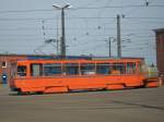 Tatra T6 Wagen 551 als Neue Arbeitstram stand am 13.04.10 auf dem Gelnde der Rostock-Straenbahn AG