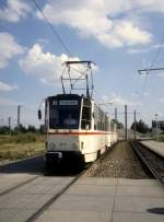 Rostock Stdtischer Nahverkehr SL 2 (T6A2 611) Marienehe am 1. Juli 1990.