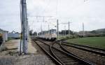 Rostock Stdtischer Nahverkehr SL 2 (B6A2 806) Dierkower Kreuz am 1. Juli 1990. - Der Zug fhrt in Richtung Allee der Bauschaffenden.