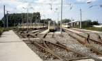 Rostock Stdtischer Nahverkehr / RSAG am 1. Juli 1990: Strassenbahnen auf den Abstellgleisen in Marienehe.