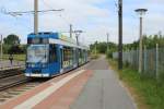 Rostock RSAG SL 4 (DWAG/DWA-6NGTWDE 667) Haltepunkt Dierkow am 19. Juli 2013.