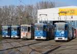 Die letzten Rostocker Tatra T6-Vertreter am 08.02.2015 in Rostock-Marienehe  (Tatra-Fototag)