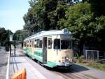 Fahrzeug der SRS - Schneicher-Rdersdorfer-Straenbahn am 31.7.04 in Friedrichshagen.