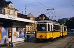 Stuttgarter Straßenbahnsonderfahrt nach Gerlingen mit TW 851 vor dem Feuerbacher Bahnhof, als dort noch Gleise der Straßenbahn lagen.