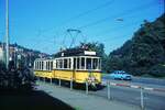 SSB Stuttgart__50 Jahre Straßenbahn nach Rohr wurde im August 1978 gefeiert, auch wenn die Verlängerung von S-Vaihingen nach Rohr erst im Oktober 1928 in Betrieb ging und die Linie 17 eigentlich nur (zeitweise) bis Vaihingen verkehrte. Tw 418 [ME 1925] mit Bw 1241 in Heslach (Heidenklinge).__19-08-1978