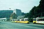 SSB Stuttgart__Liniennummern auf fremden Strecken. Daß ein 9er und ein 21er sich in Heslach begegneten war schon die einmalige Ausnahme.__30-07-1973