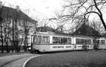 SSB Stuttgart__Liniennummern auf fremden Strecken.  GT4 429 und 569 auf Linie 21 zur 'Oberen Ziegelei' mußten an dem Wochenende auch durch die Schleife Münster, denn bei der Umleitung über die Rosensteinbrücke zwischen Bad Cannstatt und Münster war ein direktes Abbiegen von/zur Innenstadtstrecke nicht möglich.__12-02-1977