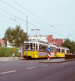 Zug der Stuttgarter Straßenbahnlinie 15 bei der Station Silberwald (1983)