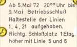 SSB Stuttgart__Gleis- und Tunnelbau__So lasen es die Fahrgäste an der U-Haltestelle 'Charlottenplatz'.__05-1972