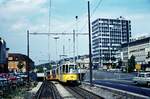 SSB Stuttgart__Linie 21 zur 'Oberen Ziegelei' vor der Abfahrt hinunter zur Station 'Charlottenplatz' (Ebene -2).__08-1971 
