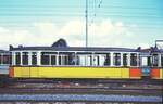SSB Stuttgart__Endstation. Bf S-M�hringen, Schrottgleise. Bw 1622 [Fuchs HD; 1956] in voller L�nge.__12-09-1972