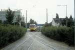 Stuttgart SSB SL 14 (GT4 446) Mhlhausen, Aldinger Strasse im Juli 1979.