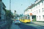 Ulm 08-09-1973 Linie 1 in Söflingen mit Tw 7 (GRW4; ME 1958)