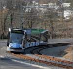 Mit der Straßenbahn nach Ulm-Böfingen -    Die Kehre der Böfinger Steige,     Version Matthias, 22.03.2009 