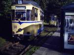Berlin Rahnsdorf  Umsetzvorgang des TW 30 der Woltersdorfer Straenbahn (bei Berlin), um die Rckfahrt zur Woltersdorfer Schleuse anzutreten.
