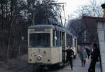 Berlin-Rahnsdorf Straßenbahn Woltersdorf (KSW-Tw 7) S-Bf Rahnsdorf am 27. März 1972. -
Tw 7: Ex Berlin 621. Hersteller: Waggonfabrik Uerdingen / AEG 1943. - Scan eines Diapositivs. Kamera: Minolta SRT-101.