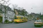 Der 1963 gebaute und 1975 aus Hagen übernommene GT-H 276 (ex Hagen 76) fährt im Frühjahr 1979 als Linie 2 auf dem Kranenkai nach Zellerau.