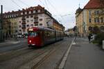 WVV Straßenbahn Würzburg Düwag GTW D8 Wagen 238 am 27.12.23 in Würzburg