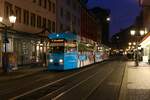 WVV Straßenbahn Würzburg LHB GT-E Wagen 202 am 27.12.23 in Würzburg