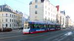 GT6M von der SVZ fährt am 01.02.2014 mit der Linie 4 nach Pölbitz kurz vor der Hst Lessingstr.