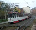KT4Dmod - Tw 942 hier in Traktion mit Tw 948 kurz vor der Brcke ber die Zwickauer Mulde in Fahrtrichtung Eckersbach.