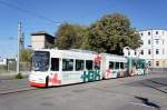 Straßenbahn Zwickau: MAN / AEG GT6M der SVZ Zwickau - Wagen 901, aufgenommen im Oktober 2015 am Hauptbahnhof in Zwickau.