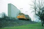 SSB Stuttgart__Arbeitsfahrzeuge der SSB in den 70er und 80er Jahren.__Schleiflok 2005 mit A-Lok 2025_in S-Möhringen beim Hotel SI auf der Plininger Strecke.__07-03-1974