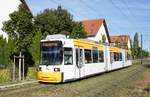Straßenbahn Mainz / Mainzelbahn: Adtranz GT6M-ZR der MVG Mainz - Wagen 212, aufgenommen im September 2018 in Mainz-Bretzenheim.