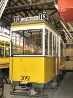 Technikmuseum - Monumentenhalle Berlin, hist. Strassenbahntriebwagen 3051, Foto von September 2007