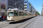 RHB Düwag 12 Achser Wagen 1020 bei der RNV Straßenbahnparade 125 Jahre elektrische Straßenbahn in Mannheim am 29.06.25 in der Innenstadt