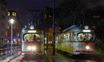 Eine letzte Fahrt über die Düsseldorfer Altstadtstrecke: Im Zuge einer Sonderfahrt konnten die Wagen 2498 und 2432 am Abend des 20.