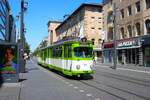 Düwag GT8 Wagen 516 bei der RNV Straßenbahnparade 125 Jahre elektrische Straßenbahn in Mannheim am 29.06.25 in der Innenstadt